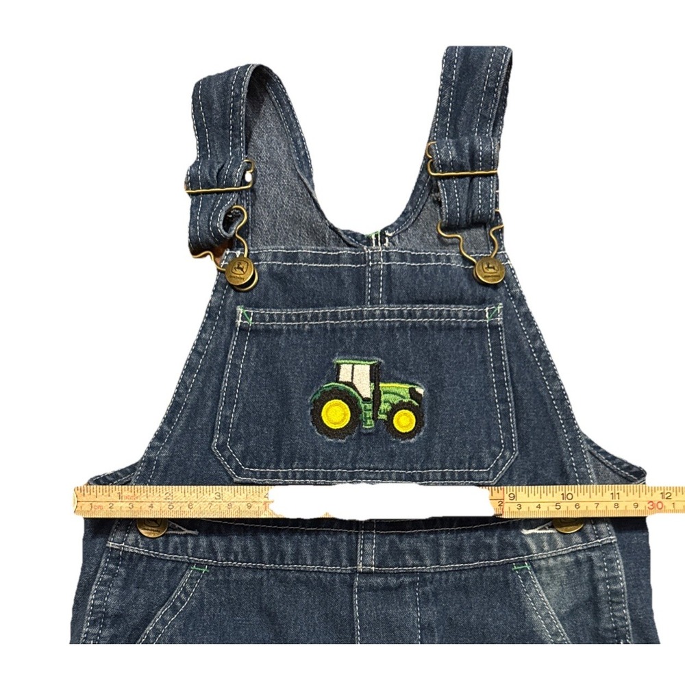 John Deere Toddler Denim Bib Overalls Logo Size 4T Shorts Country Tractor Boys - Picture 6 of 7